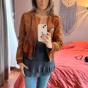 Philip Lim genuine brown suede bomber jacket